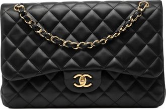 Chanel Tweedekans Jumbo Classic Lammeskin Dubbele Flap