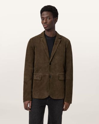 AllSaints Suede Monet Waxed Suede Blazer, Size: XXL
