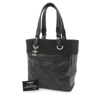 Chanel Black Nylon Leather Handbag Tote Bag (Pre-Owned)