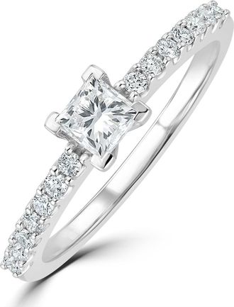 The Diamond Store Princess Cut Lab Diamond Engagement Ring 0.50ct H/Si in 9K White Gold