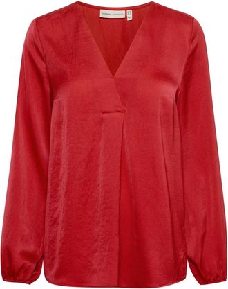 Inwear Rode V-hals Blouse Rinda IW Stijl - Dames - Blouses - Rood - L - Polyester - Overhemden