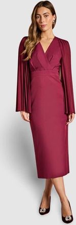 Coast Cape Sleeve Pencil Midi Dress in Berry at Nordstrom, Size 14
