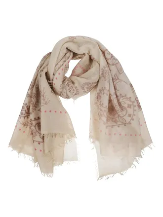 Mala Alisha Como floral-print fringed scarf - Neutrals