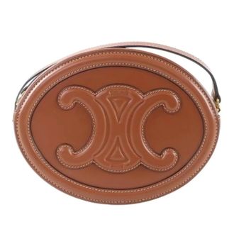 Celine Pre-owned Triomphe Oval Crossbody - Dames - Pre-owned - Bruin - Maat: ONE Size Leer