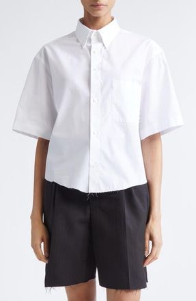 Maison Margiela Décortiqué Short Sleeve Poplin Button-Down Shirt in White at Nordstrom, Size 37