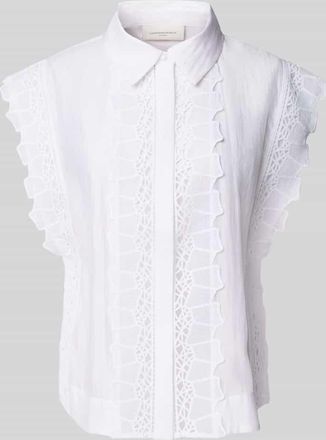 Copenhagen Muse Blusentop mit Spitze und verdeckter Knopfleiste in Offwhite, Gr&ouml;&szlig;e M