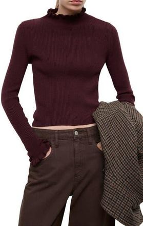 Mango Scallop Mock Neck Sweater in Wine at Nordstrom Rack, Size Large