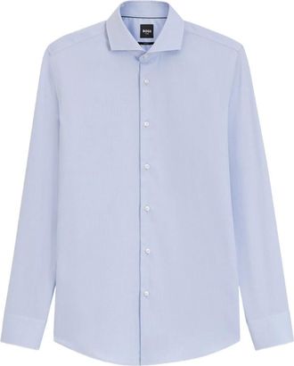 HUGO BOSS Slim-fit Katoenen Overhemd - Heren - Zakelijke Overhemden - Blauw - 2XL - Katoen - Overhemden
