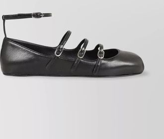Alexander McQueen leather buckled-strap ballerina shoes