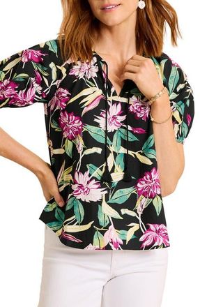 Tommy Bahama Twilight Bloom Cotton Top in Black at Nordstrom, Size X-Small