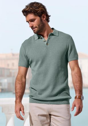 John Devin Poloshirt JOHN DEVIN - Strick Poloshirt, Regular fit, Herren, Gr. XXL, salbei, Strick, Obermaterial: 100% Baumwolle, regular fit normal, Rundhals, Rip