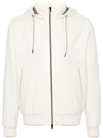 Herno Resort hooded jacket - men - Cashmere/Polyamide/Acrylic/Polyamide/Silk/Polyurethane/Wool/Polyester/Spandex/Elastane - 54 - Neutrals