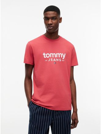 Tommy Hilfiger Mens Tommy Jeans Logo Slim Fit T-Shirt - Red - XXL