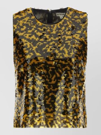 Staud seraphina sleeveless round neck sequin top