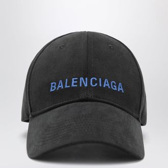 Balenciaga Cappello da baseball nero con ricamo logo