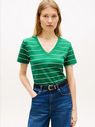 Tommy Hilfiger Flag Embroidery V-Neck Slim T-Shirt