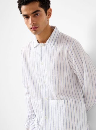 Rue De Tokyo Mens Skyler striped seersucker shirt