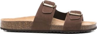 Geox Brionia double-buckle slippers - women - Rubber/Calf Suede/Calf Leather - 40 - Brown