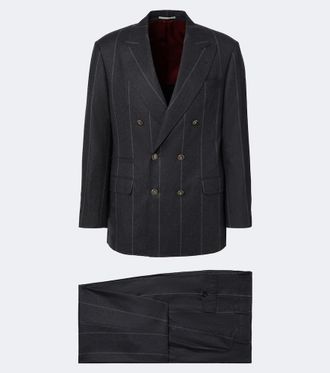 Brunello Cucinelli Chalk stripe wool, silk, and cashmere suit