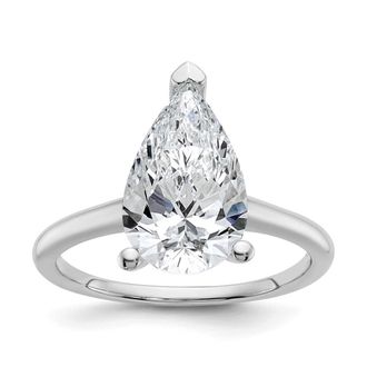 Diamond2Deal 14k White Gold 3 Ct Lab Grown Diamond Solitare Engagement Ring