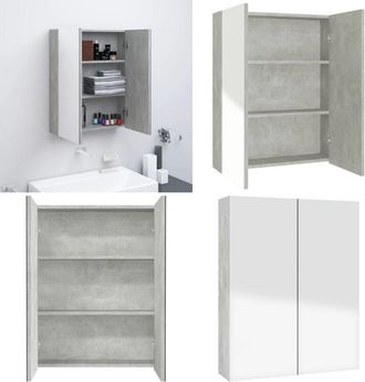 vidaXL Armadietto a Specchio per Bagno 60x15x75 cm MDF Grigio Cemento - Armadietto a specchio - Armadietto in vetro