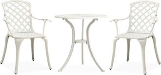 vidaXL Conjunto De Bistro De Aluminio Blanco De 3 Pcs