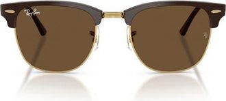 Ray-Ban Clubmaster 55mm Square Sunglasses in Brown On Gold /Dark Brown at Nordstrom