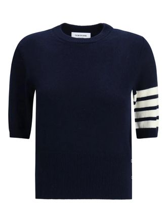 Thom Browne Intarsia T-shirt met gestreepte mouwen - Blauw