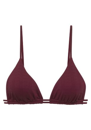 Copenhagen Triangel-Bikini-Top COPENHAGEN STUDIOS Nela, Damen, Gr. 40, Cup A/B, rot (weinrot), Rippware, Recycling-Polyamid, strukturiert, unifarben, Bikini-Ober