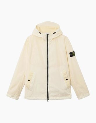 Stone Island Mens Hooded 4100001 Crinkle Reps Ny Jacket Ivory/Yellow - Cream - Size: 42/Regular