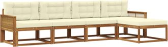 vidaXL Conjunto De Sof&aacute;s De Exterior 5 Uds. Natural Y Crema Vidaxl