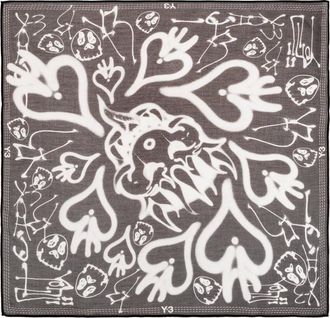 Yohji Yamamoto Chito Graphic Scarf S - - Accessories - unisex - Nero - ONE SIZE
