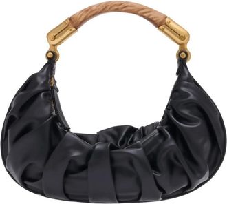Balmain Zwarte leren middelgrote tas met bovenhandvat - Dames - Schoudertassen - Zwart - ONE Size - Leer - Tassen
