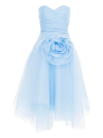 Ana Radu floral-appliqu&eacute; strapless dress - Blue
