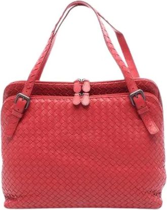 Bottega Veneta Pre-owned Handbags, female, Red, Size: ONE SIZE Pre-owned Intrecciato Leather Handbag