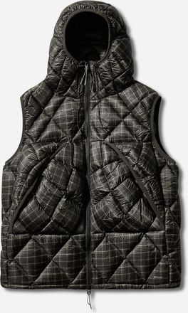 Roa Men s Nuna 600 Fill Power Printed Check Hooded Down Vest Anthracite