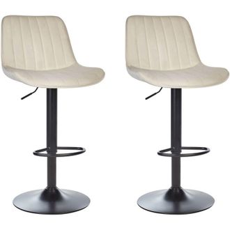 Beliani Set di 2 sedie da bar in velluto beige chiaro gambe in acciaio nero senza braccioli set da pranzo Dubrovnik