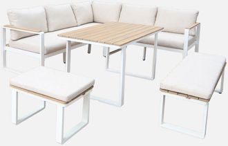 Sweeek Conjunto De Jard&iacute;n En Madera De Acacia Y Aluminio De 8 Plazas