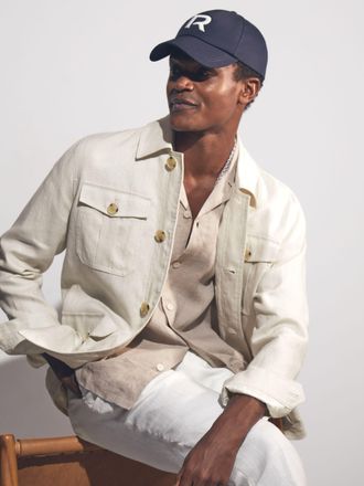 Reiss Off White Linen Four-pocket Safari Jacket, XL