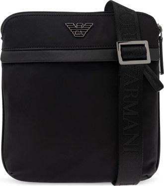 Emporio Armani Schoudertas met logo - Heren - Schoudertassen - Zwart - ONE Size - Leer - Tassen