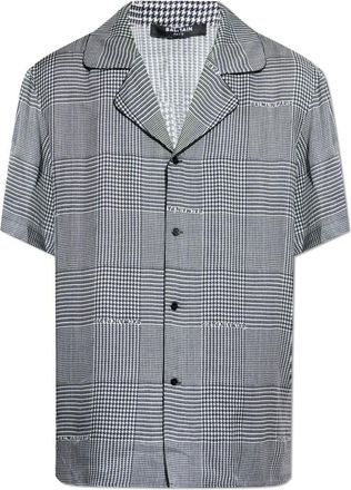Balmain Hondenhondenhals Korte Mouw Shirt met Cuban Kraag - Heren - Korte mouwen Overhemden - Zwart - S - Overhemden