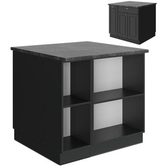 Vicco Isla De Cocina Fame-line, Antracita-oro Landhaus, 90 Cm Sin Encimera, Vicco