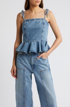 Re/Done Peplum Denim Camisole in Hacienda at Nordstrom, Size X-Small