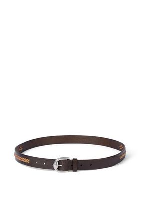 Brunello Cucinelli Leather braided pattern belt in Chocolate at Nordstrom, Size 100