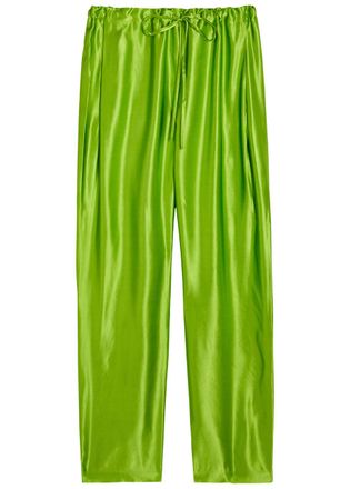 Khaite Rohen Straight-leg Satin Trousers - Green - S (UK8-10 / S)