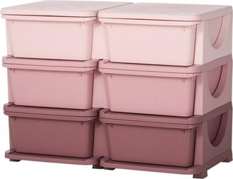 HOMCOM Cassettiera Colorata per Bambini con Bordi Arrotondati in pp Rosa - Homcom