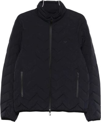 Emporio Armani Chaqueta de plum&oacute;n de nailon con cremallera y acolchado de chevr&oacute;n - Jackets - Hombre - Azul - 2XL