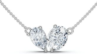 Pompeii3 1.90Ct Heart to Heart Diamond Pendant 14k Gold Womens 18 Necklace Lab Grown