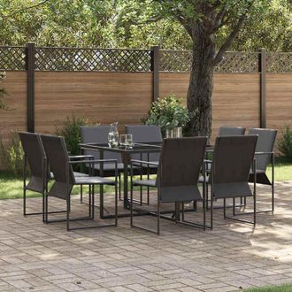 vidaXL Conjunto De Comedor De Jard&iacute;n 9 Pcs Negro Acero Vidaxl