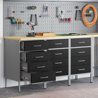 vidaXL vidaXL Mobile da lavoro 3 pcs Nero e Grigio 150 x 55 x 85 cm
